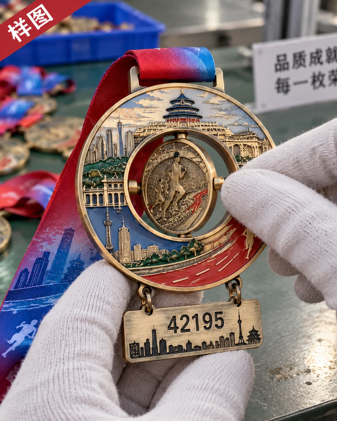 城市马拉松旋转互动奖牌定制案例|旋转圆片与号码牌结构结构装配