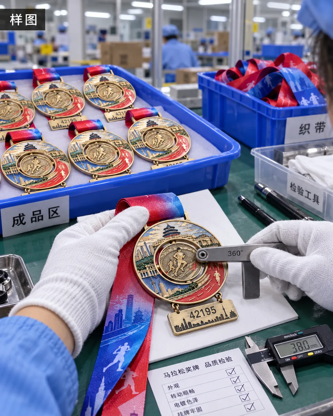 城市马拉松旋转互动奖牌定制案例|旋转圆片与号码牌结构质检