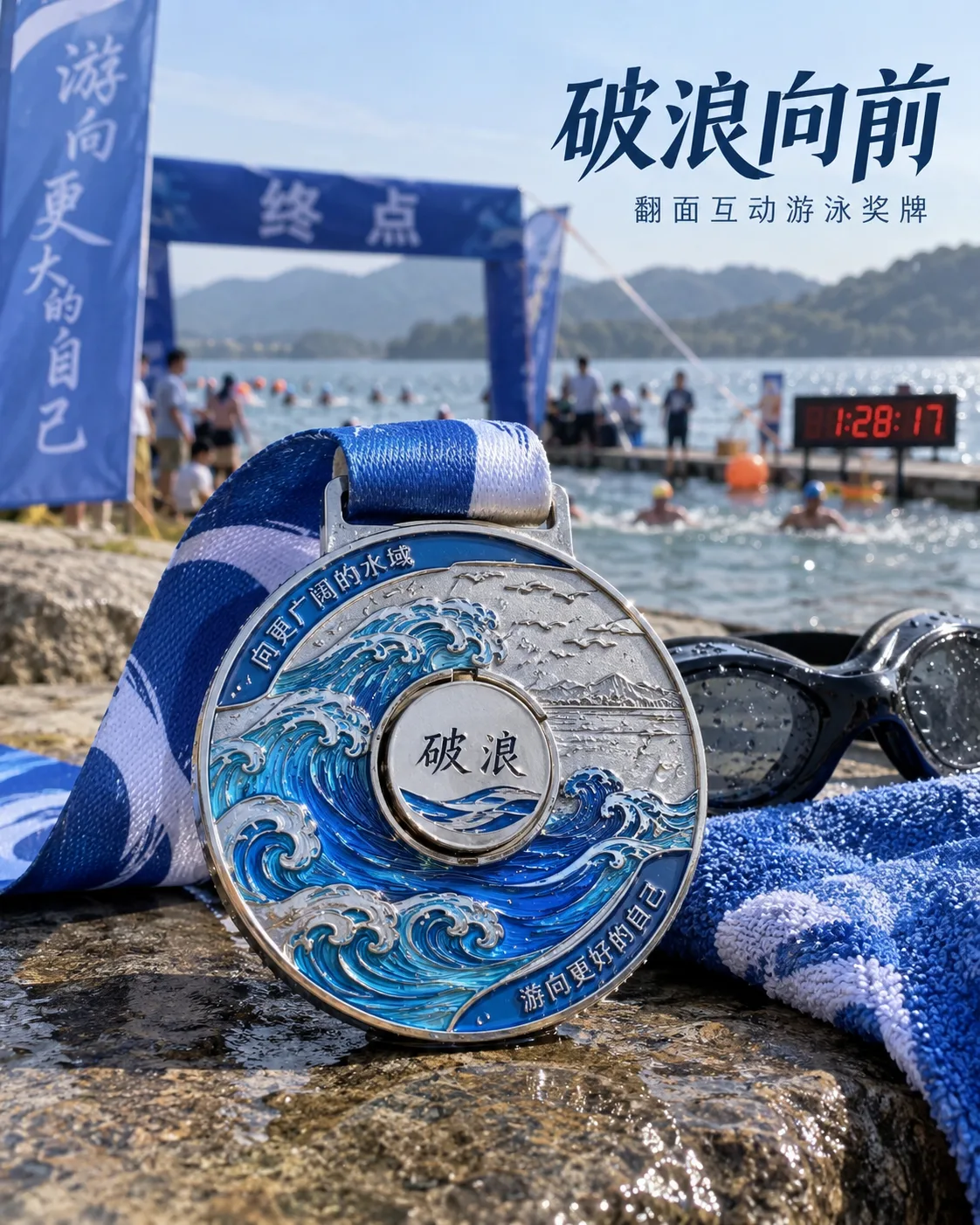 公开水域游泳奖牌定制案例｜双面翻转结构