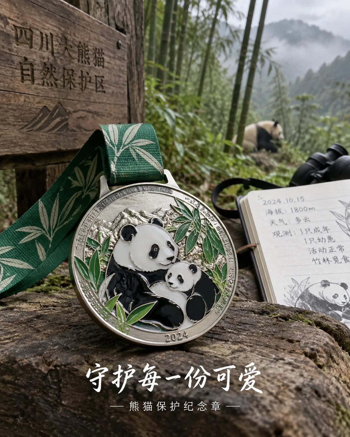 大熊猫保护主题纪念章定制案例｜软珐琅与独立编号
