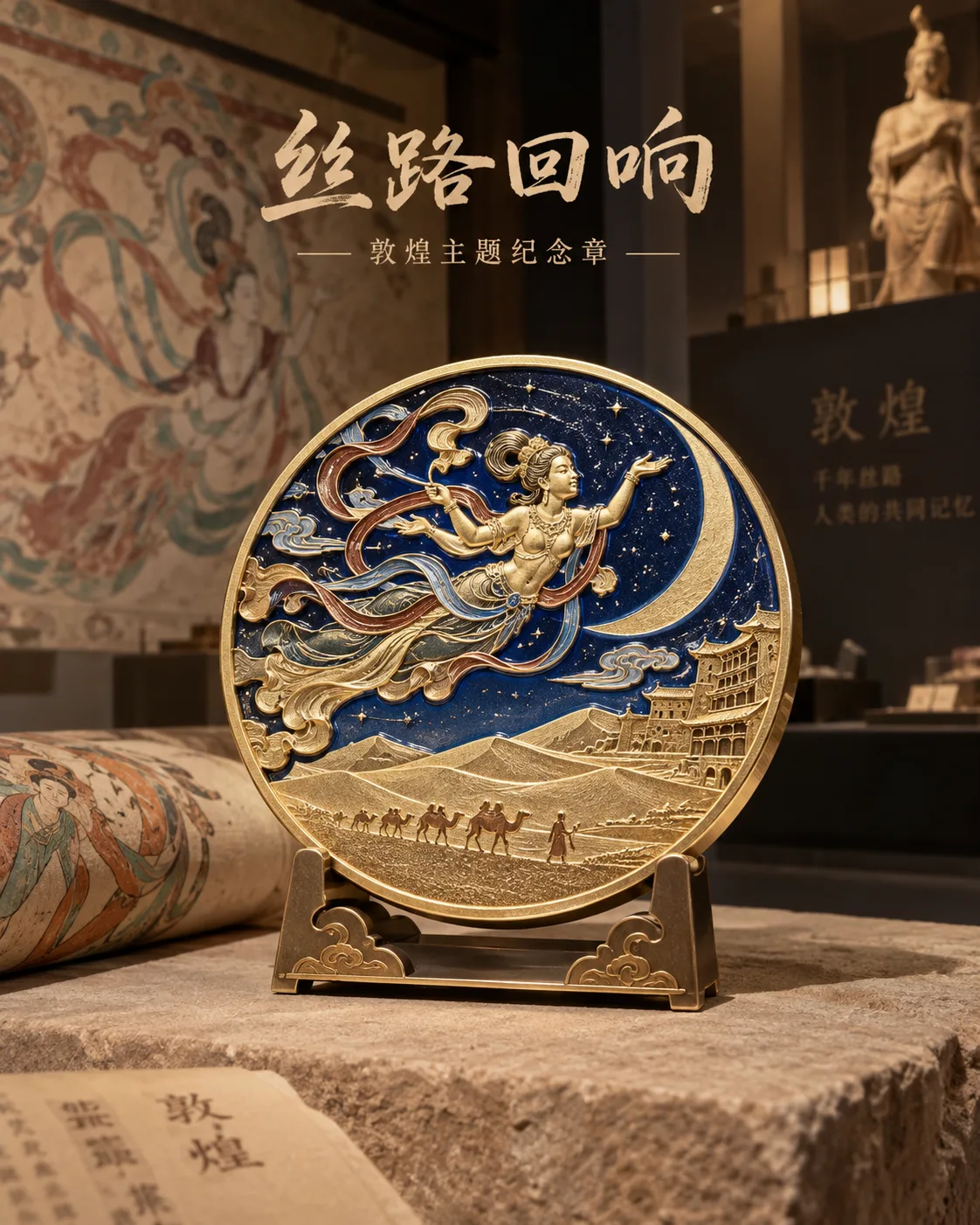 敦煌丝路陈列纪念章定制案例｜可拆展示底座