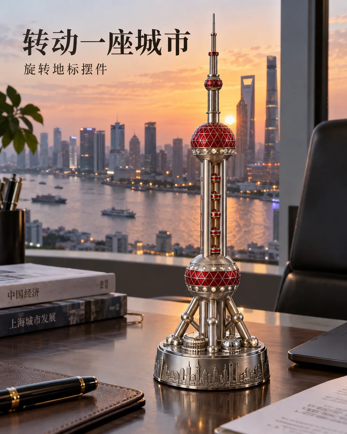 上海城市地标旋转摆件定制案例｜360度阻尼旋转