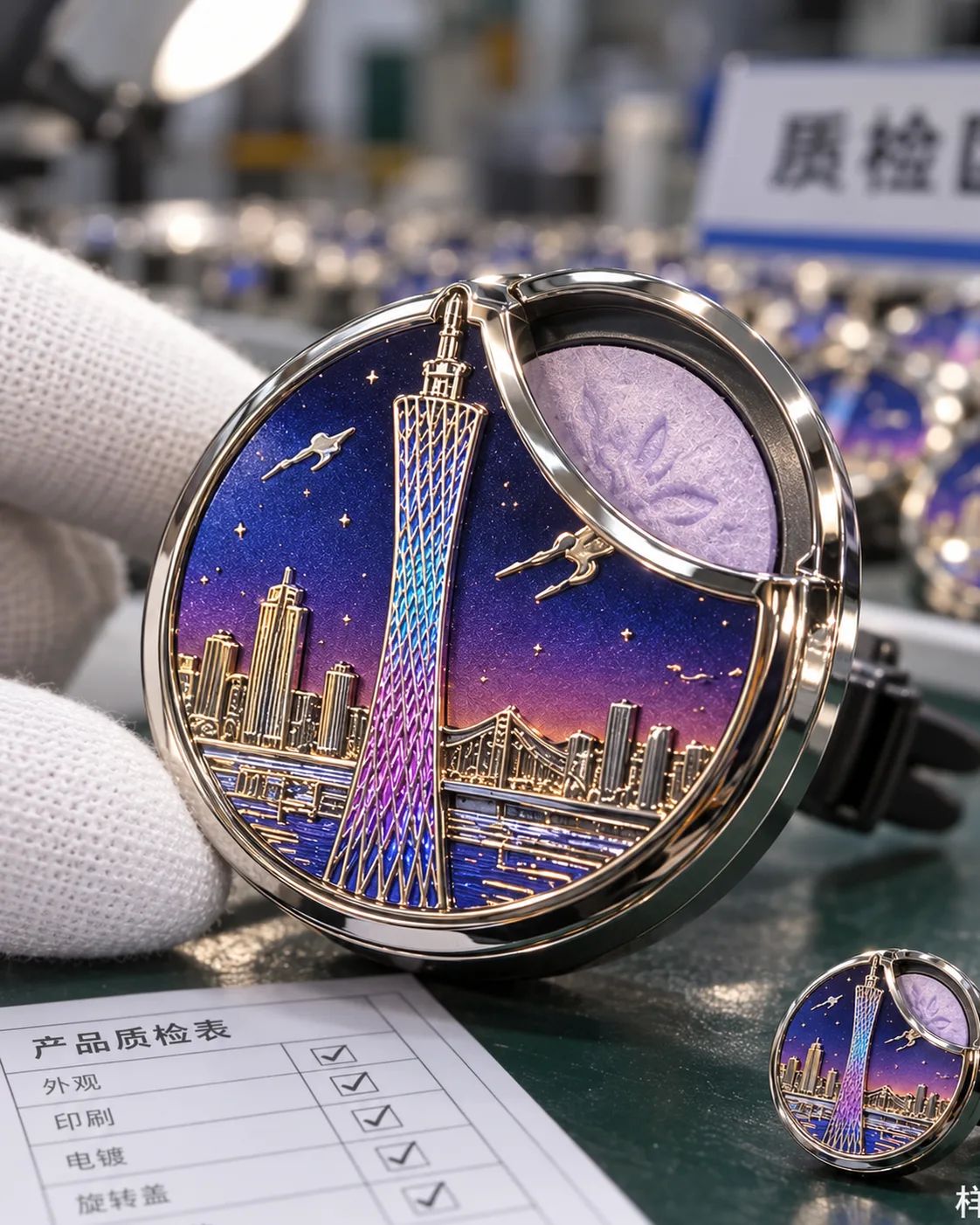 广州塔车载香薰定制案例|三档旋转开合结构装配