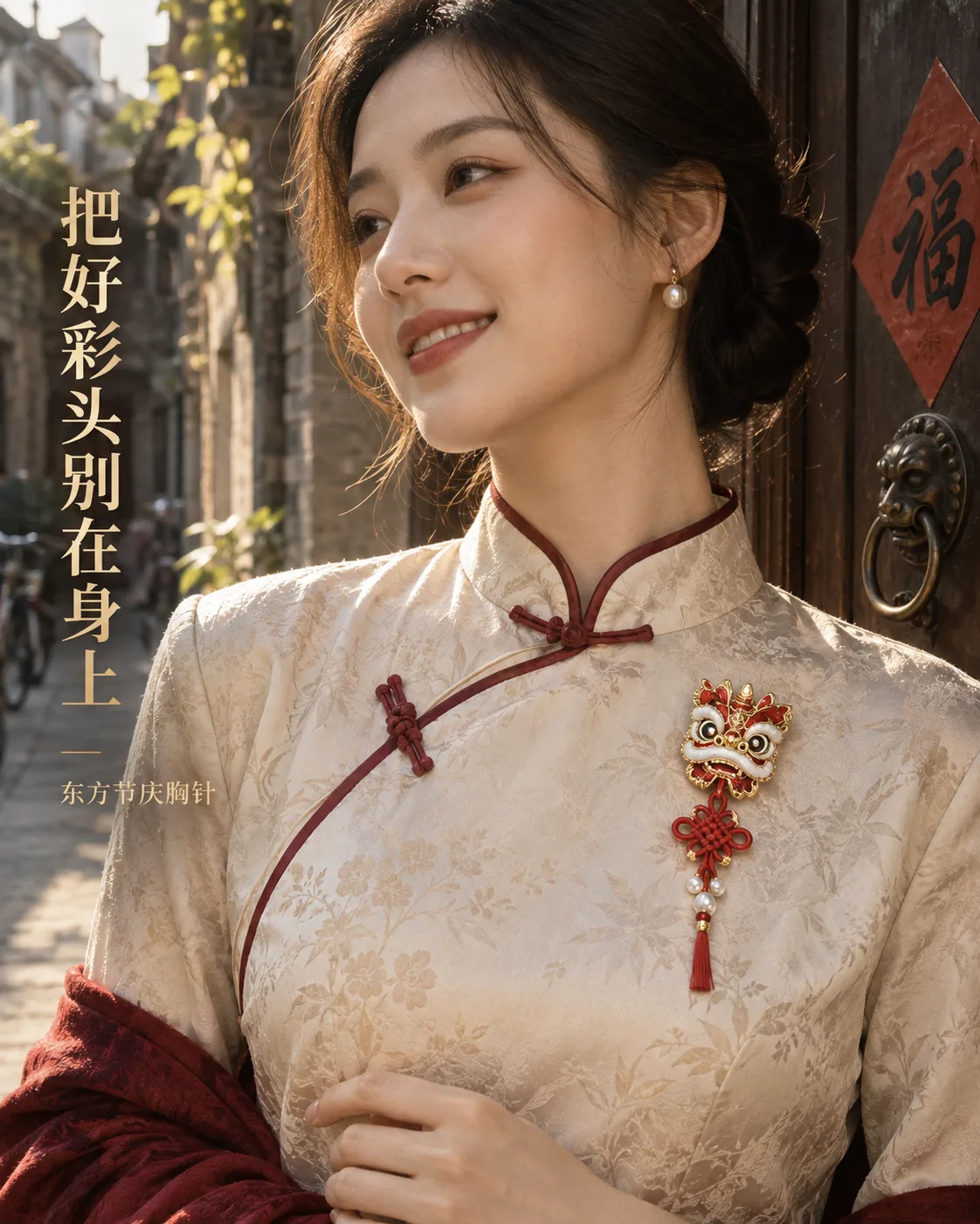醒狮中国结胸针定制案例｜可拆流苏与双保险针