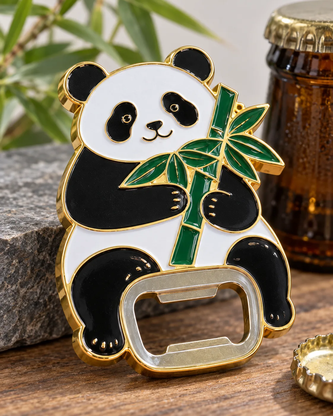 成都熊猫开瓶器冰箱贴定制案例|不锈钢开瓶嵌片与双磁吸工艺细节