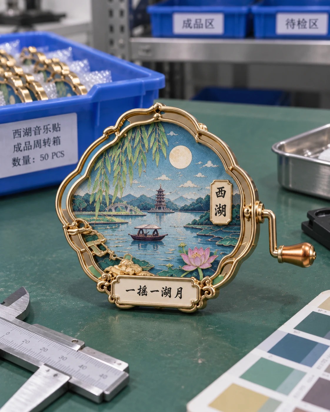 西湖手摇音乐冰箱贴定制案例｜手摇发声与湖景层次