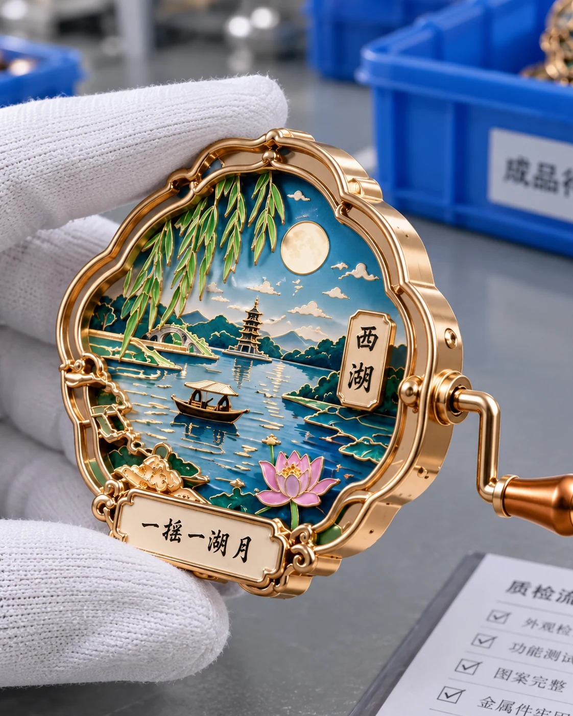 西湖手摇音乐冰箱贴:侧面厚度