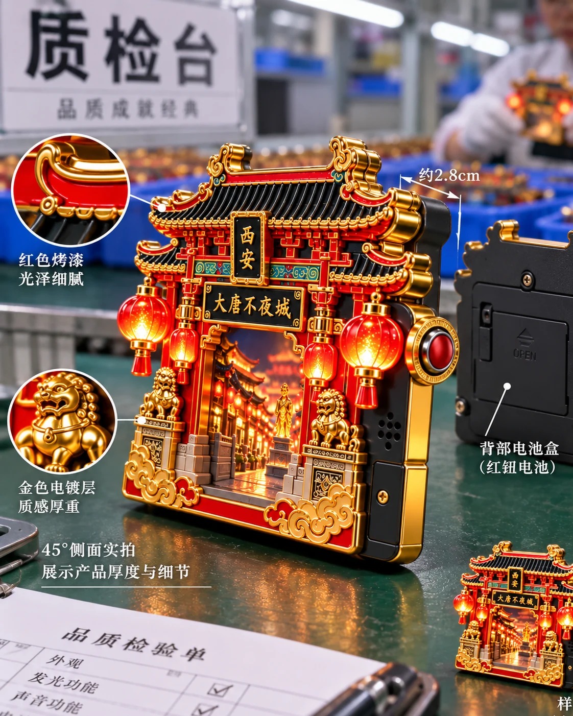 大唐不夜城发光冰箱贴:侧面厚度