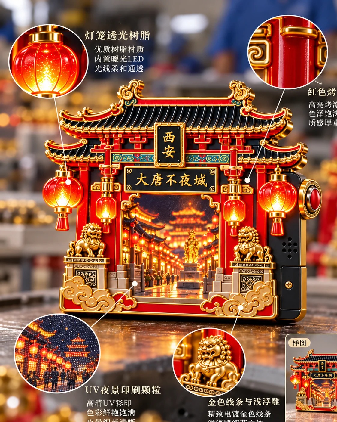 大唐不夜城发光冰箱贴:工艺细节