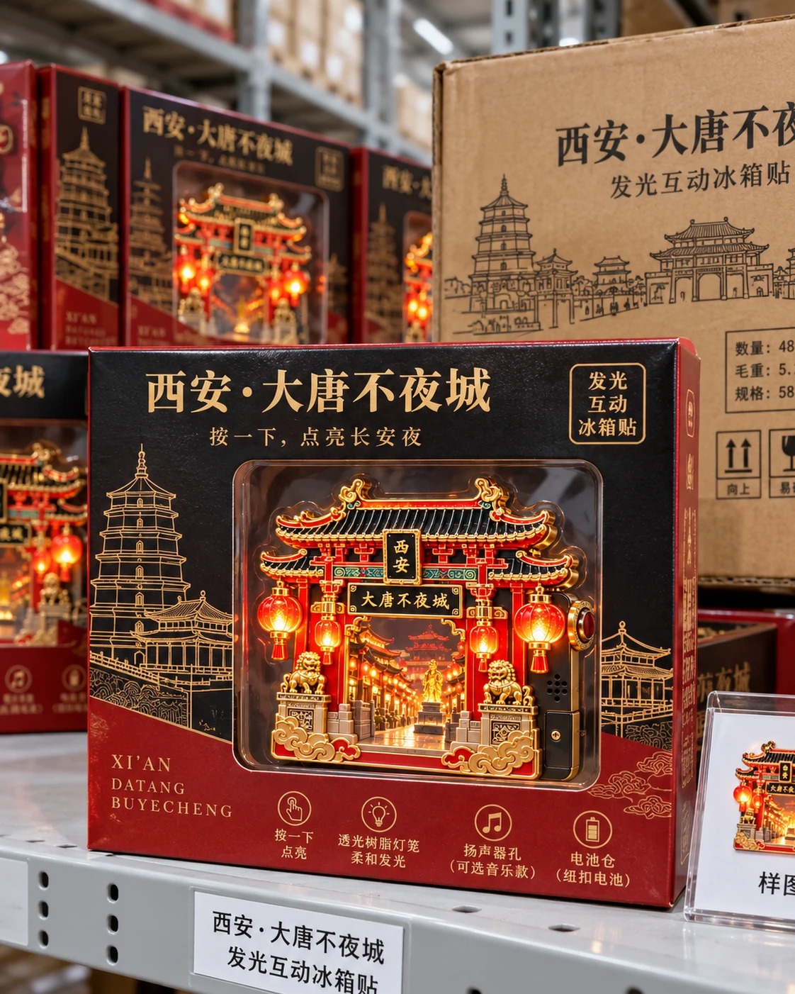 大唐不夜城发光冰箱贴:包装外观