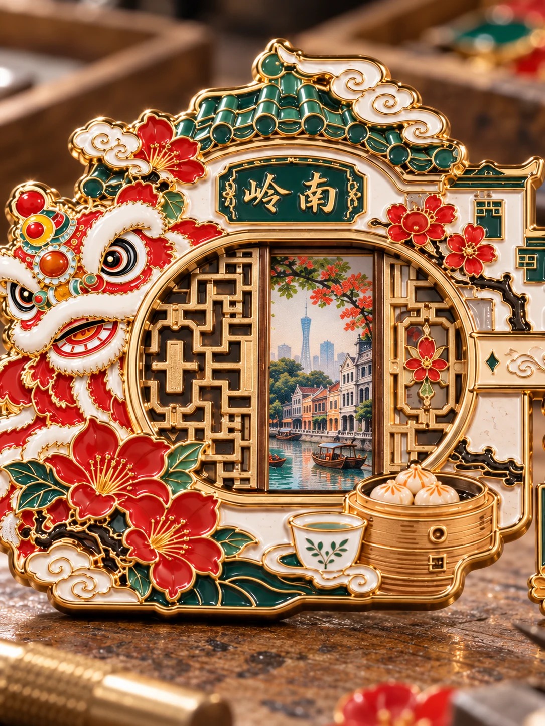 岭南印象推拉冰箱贴:工艺细节