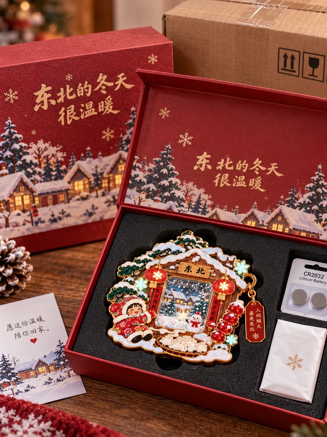 北国冬暖流沙冰箱贴:包装打开