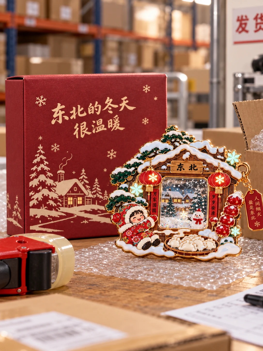 北国冬暖流沙冰箱贴:包装外观