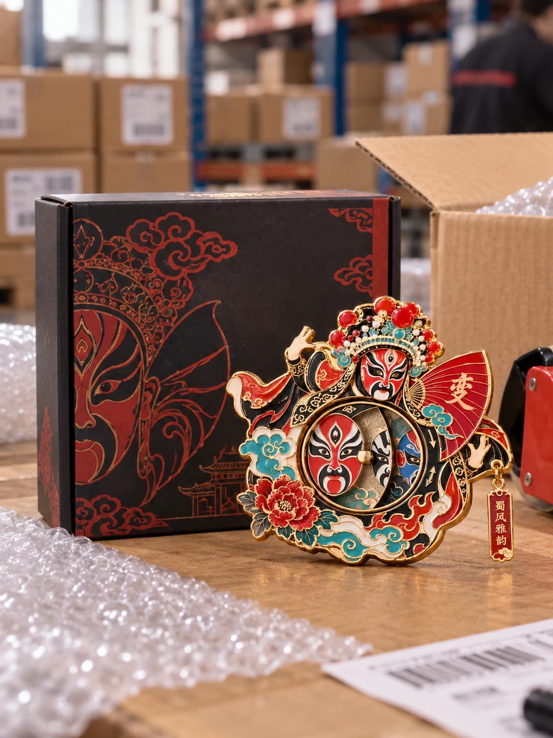 川剧变脸旋转冰箱贴:包装外观
