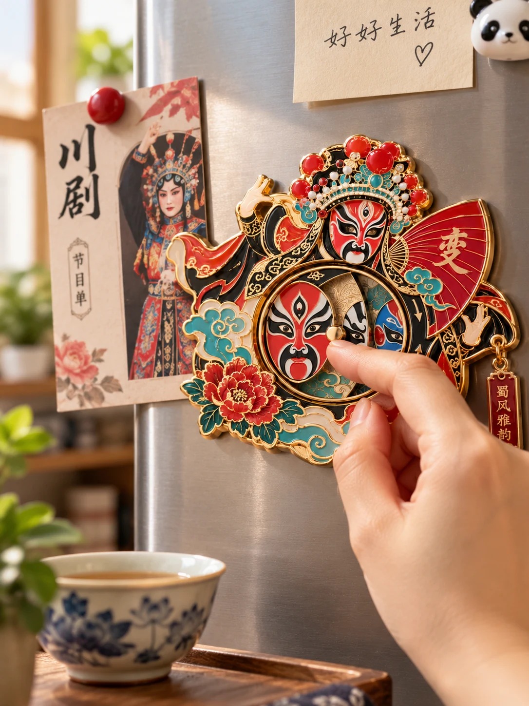 川剧变脸旋转冰箱贴:使用场景