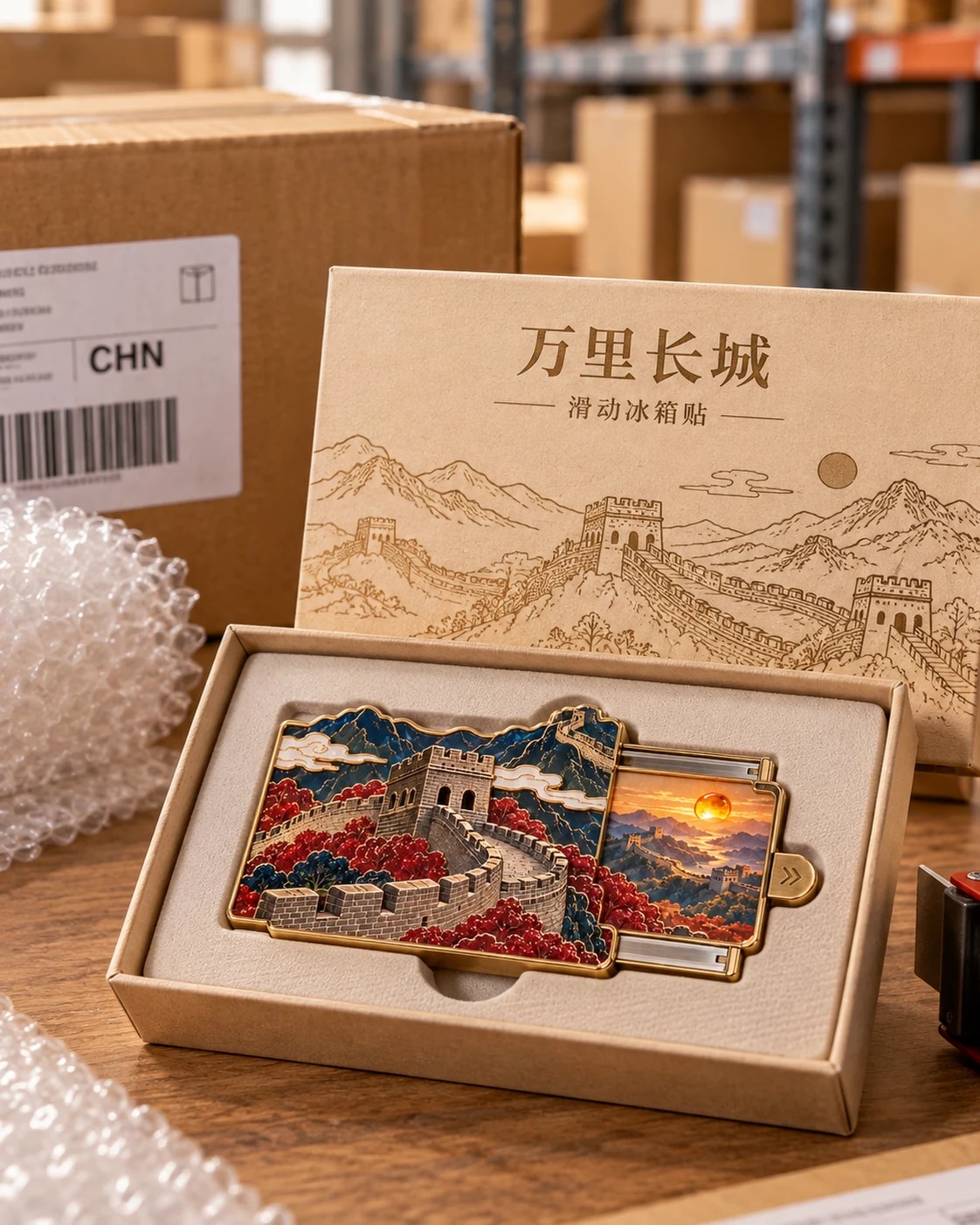 长城滑动冰箱贴:包装外观