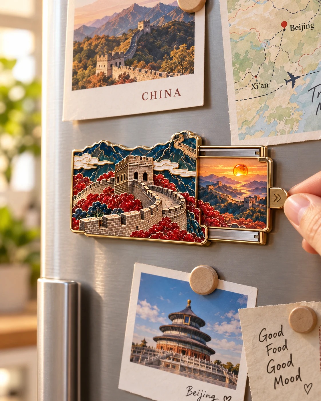 长城滑动冰箱贴:使用场景