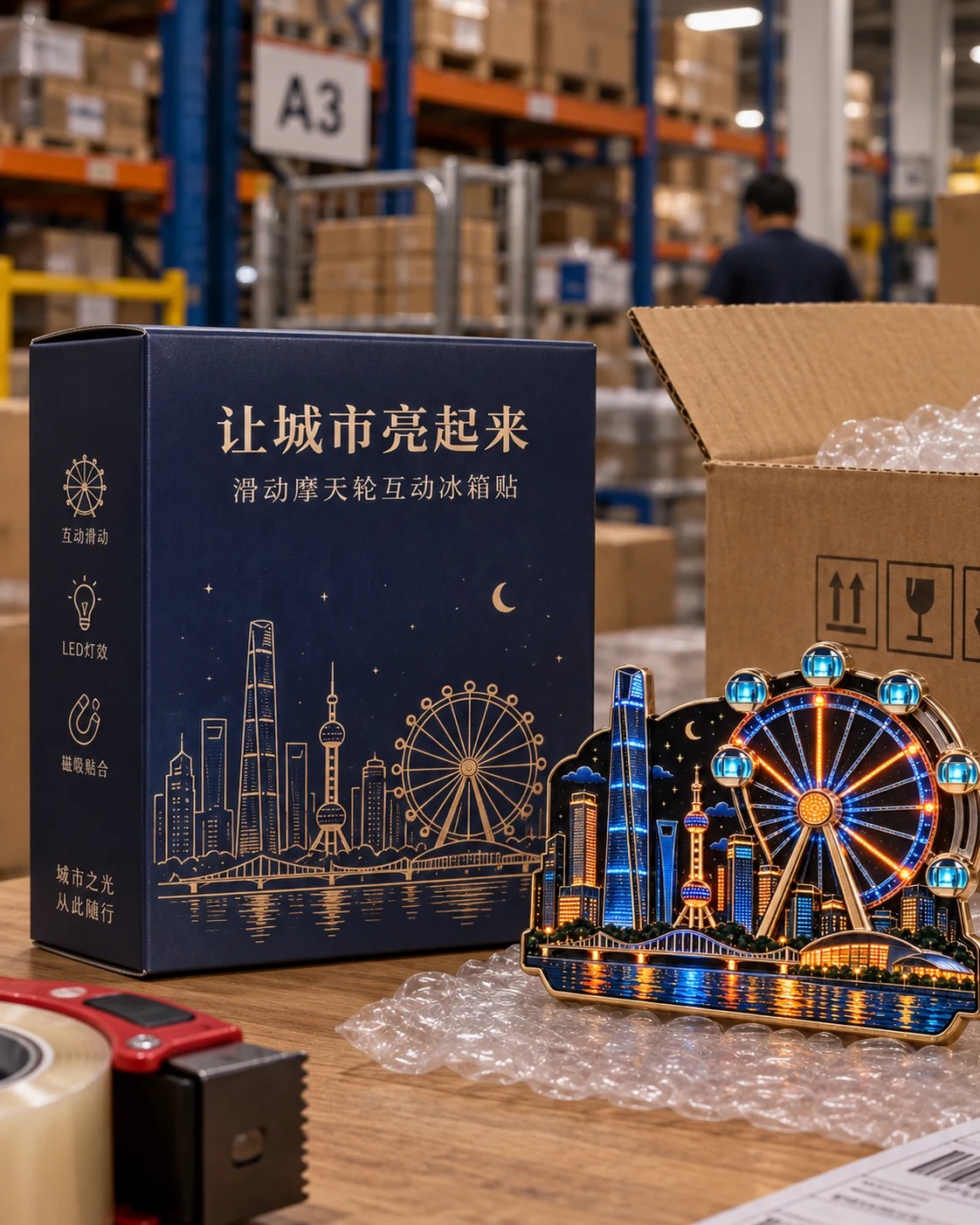 城市摩天轮互动冰箱贴:产品背面