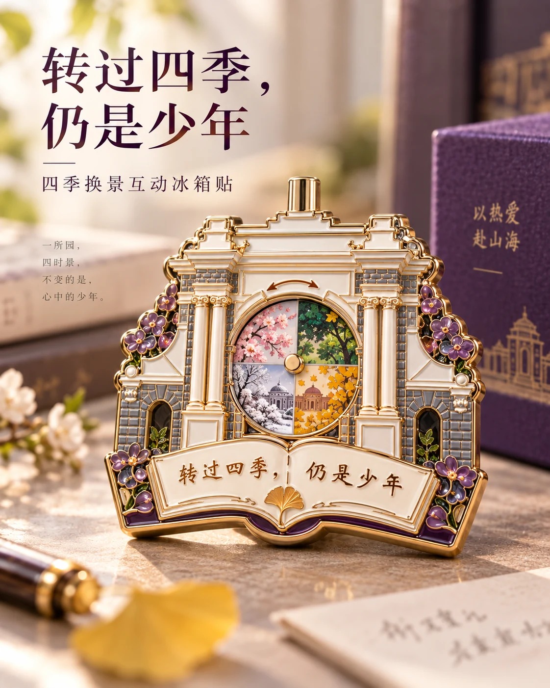 清华园四季冰箱贴定制案例｜四季换景与校园主题
