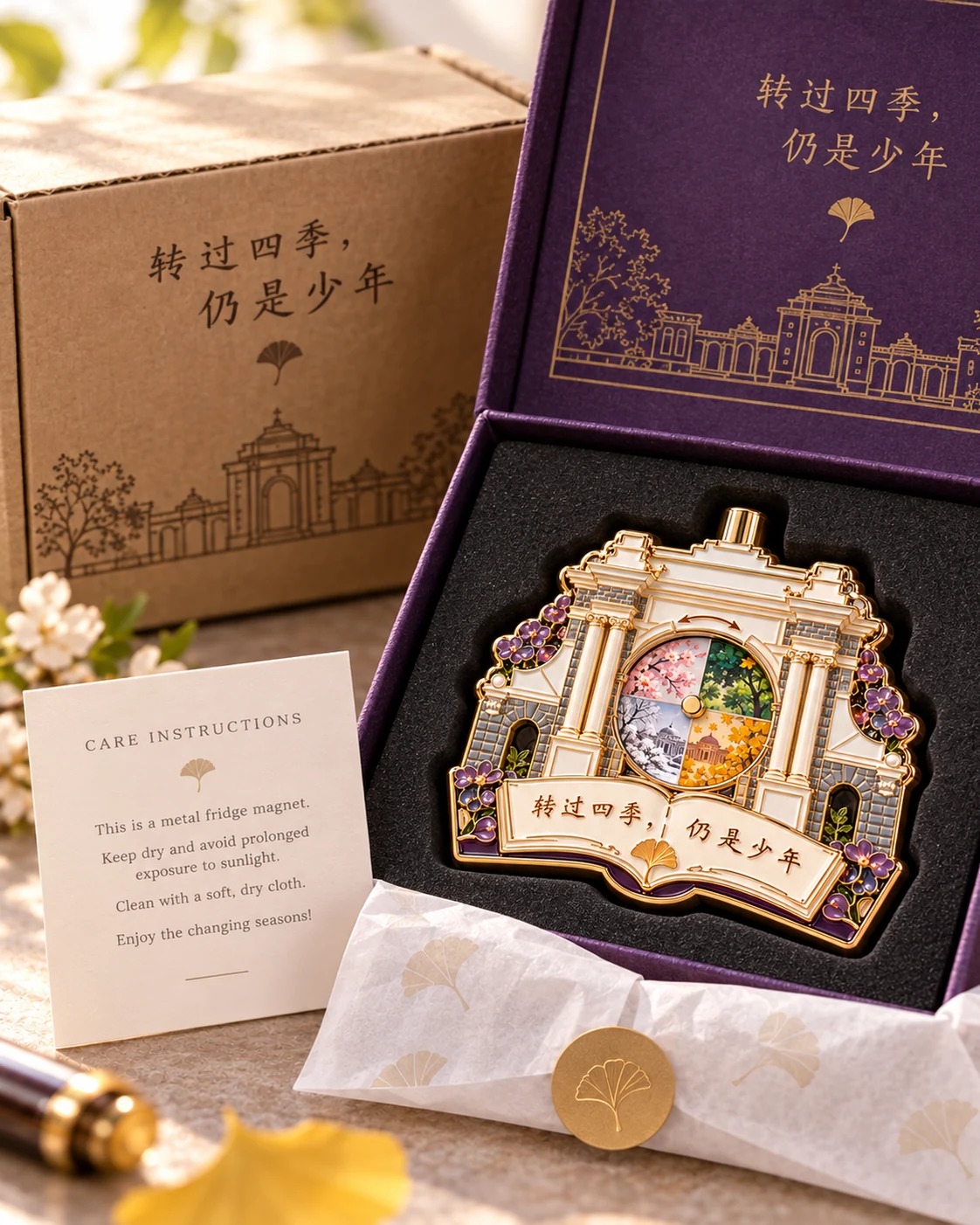 清华园四季冰箱贴:包装打开