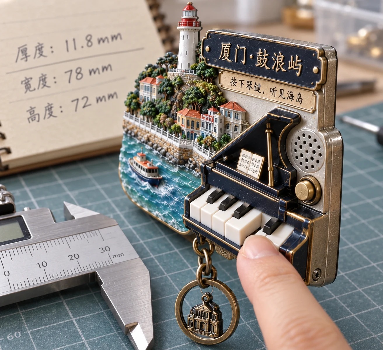鼓浪屿钢琴发音冰箱贴:侧面厚度
