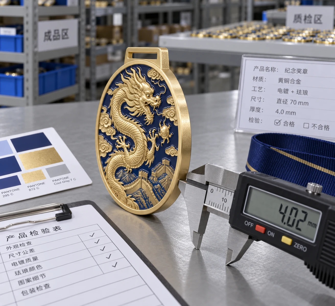 龙纹长城纪念奖章:侧面厚度