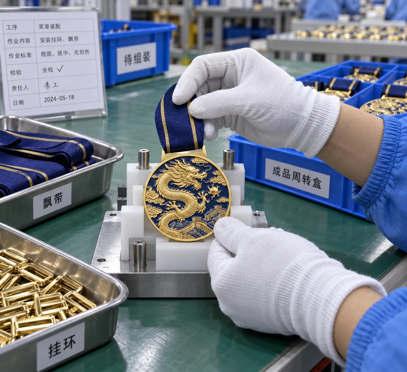 龙纹长城纪念奖章:装配工艺