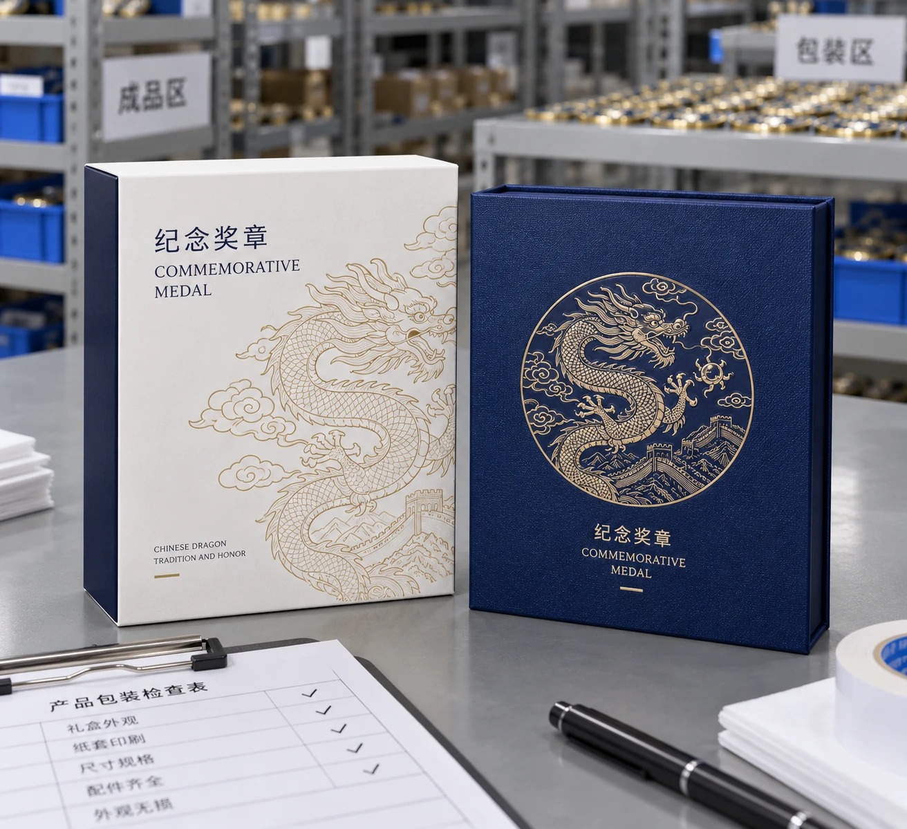龙纹长城纪念奖章:办公佩戴