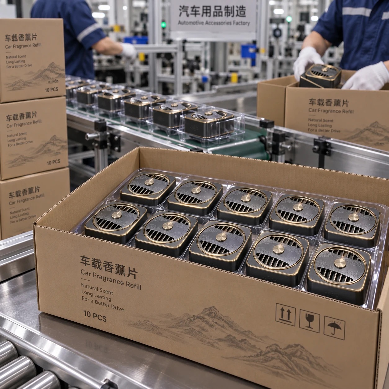 云纹旋盖车载香薰盒:批量装箱