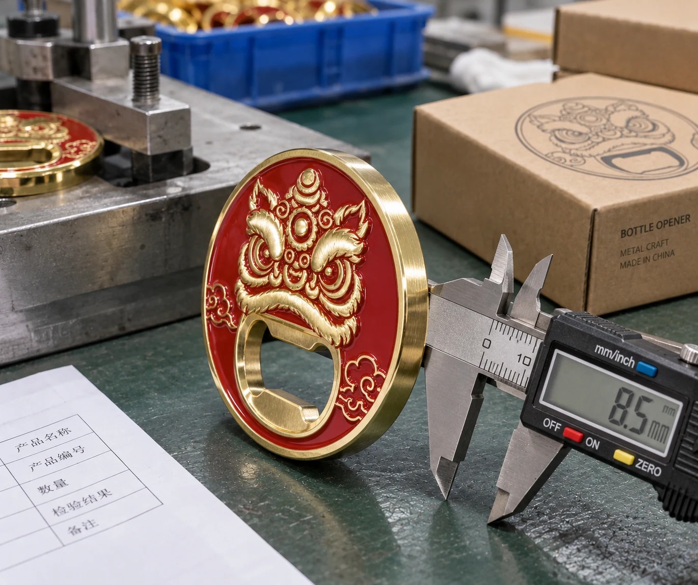 醒狮金属开瓶器:侧面厚度