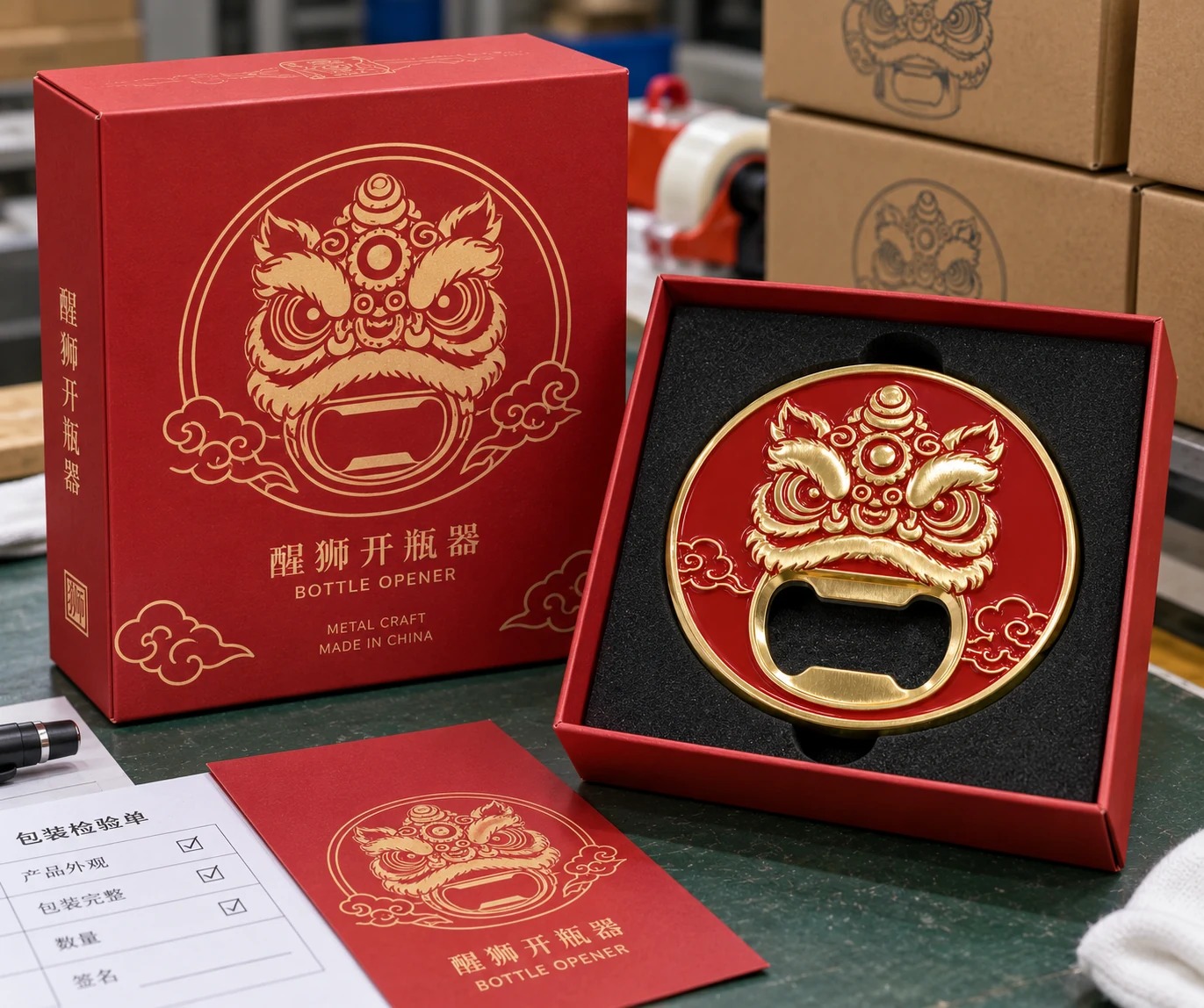 醒狮金属开瓶器:包装外观