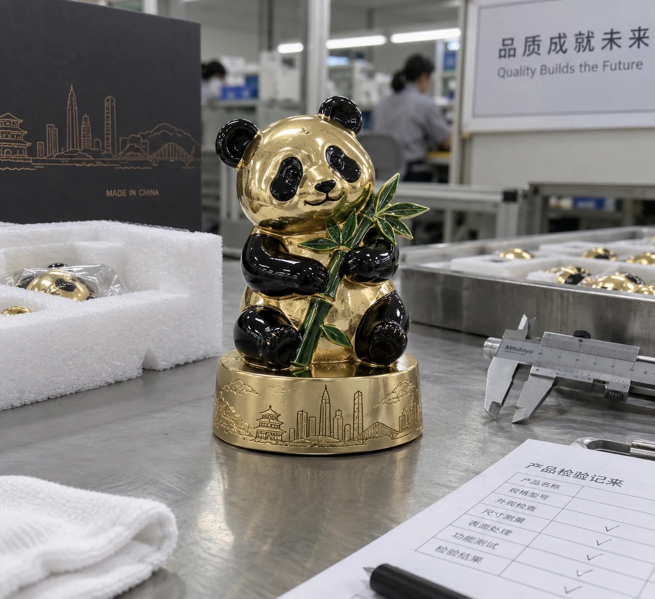 熊猫竹影城市摆件定制案例｜主题造型与桌面陈列