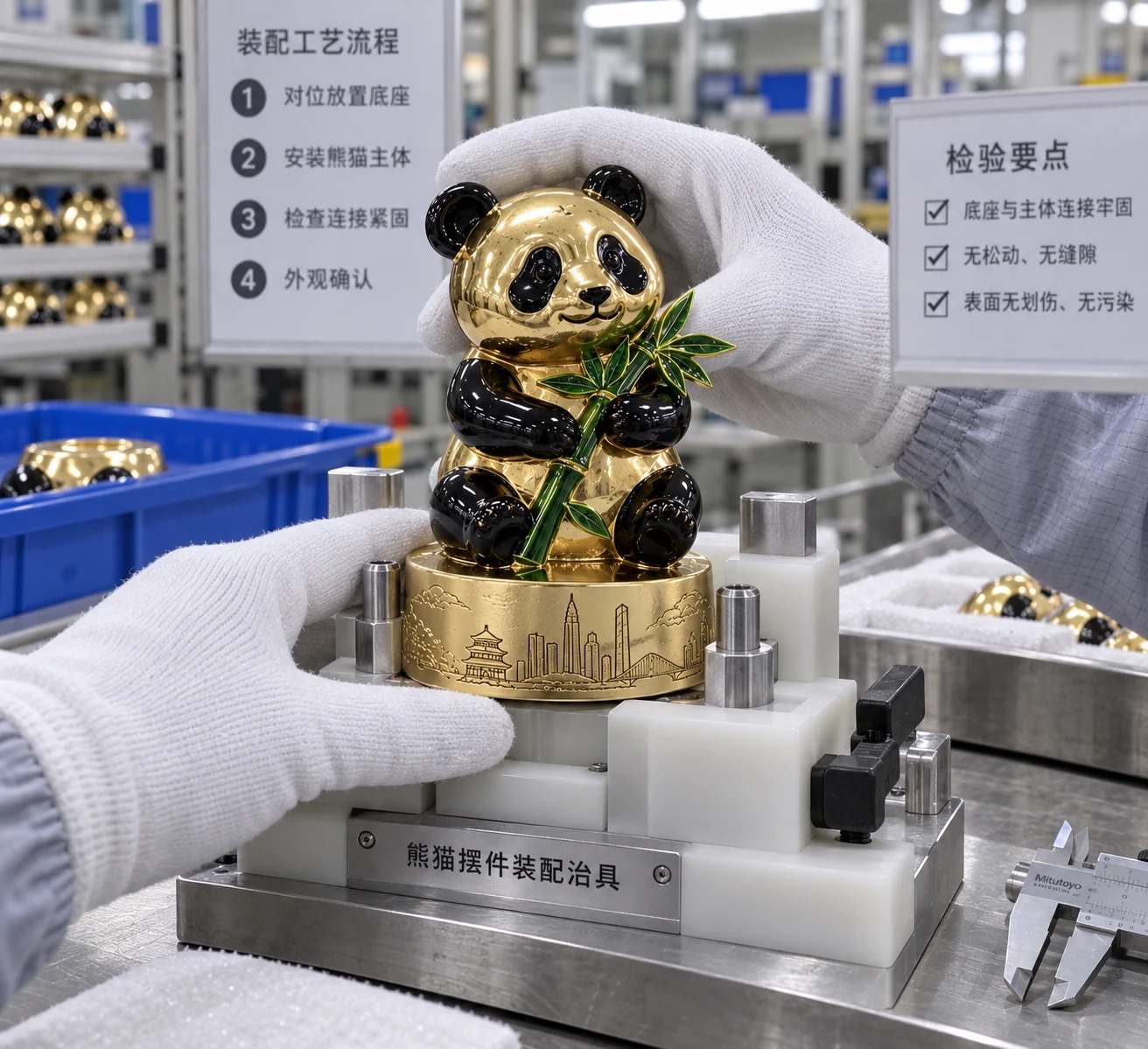 熊猫竹影城市摆件:装配工艺