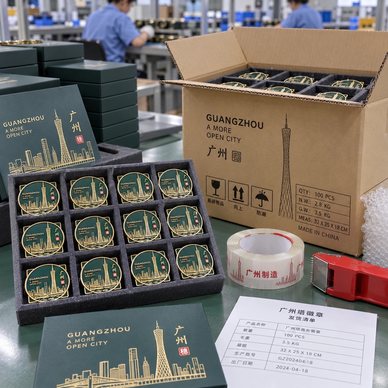 广州塔城市徽章:批量装箱