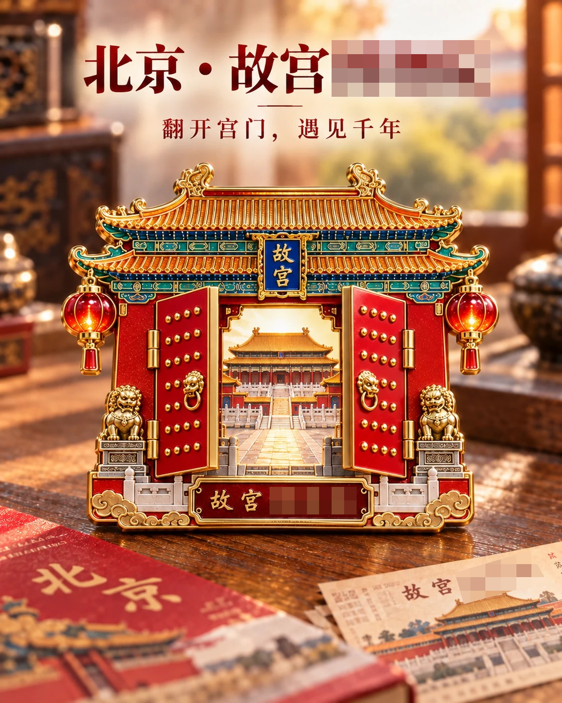 故宫主题翻门冰箱贴定制案例｜双门开合与双磁吸结构