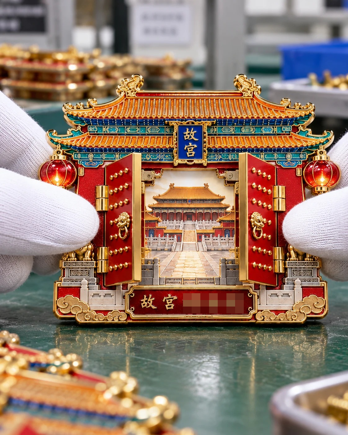 故宫主题翻门冰箱贴:开合结构