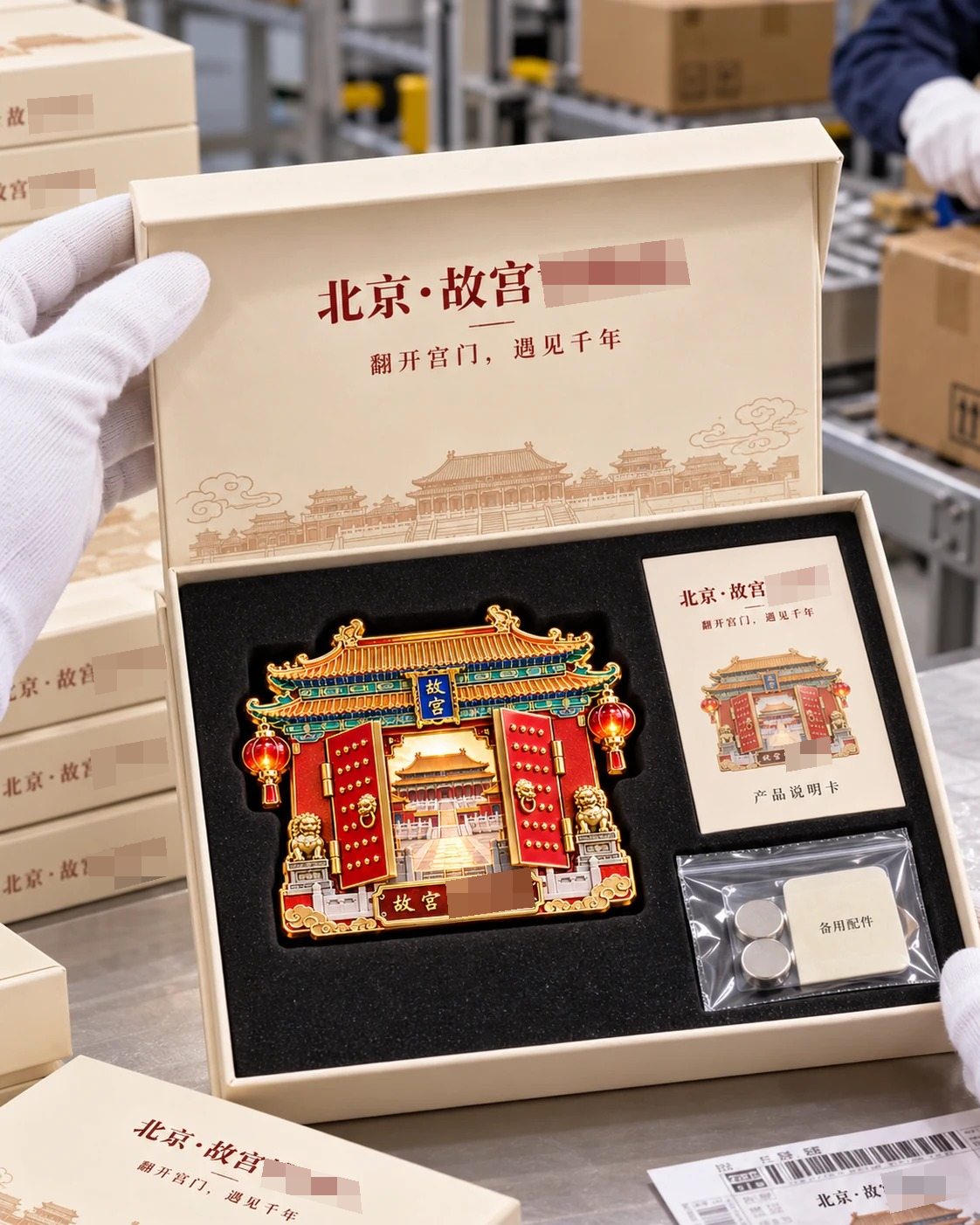 故宫主题翻门冰箱贴:包装打开