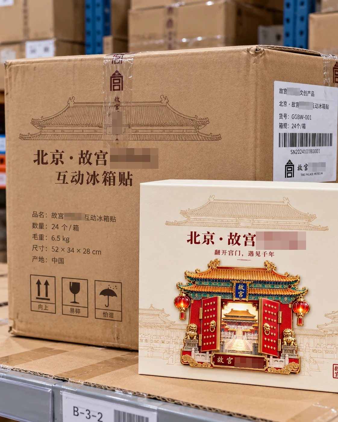 故宫主题翻门冰箱贴:包装外观